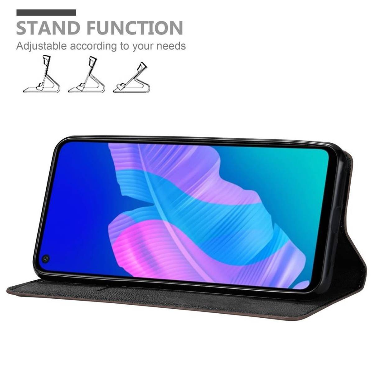 Cadorabo Hülle für Huawei P40 LITE E Schutz Hülle in Braun Handyhülle Etui Case Cover Magnetverschluss