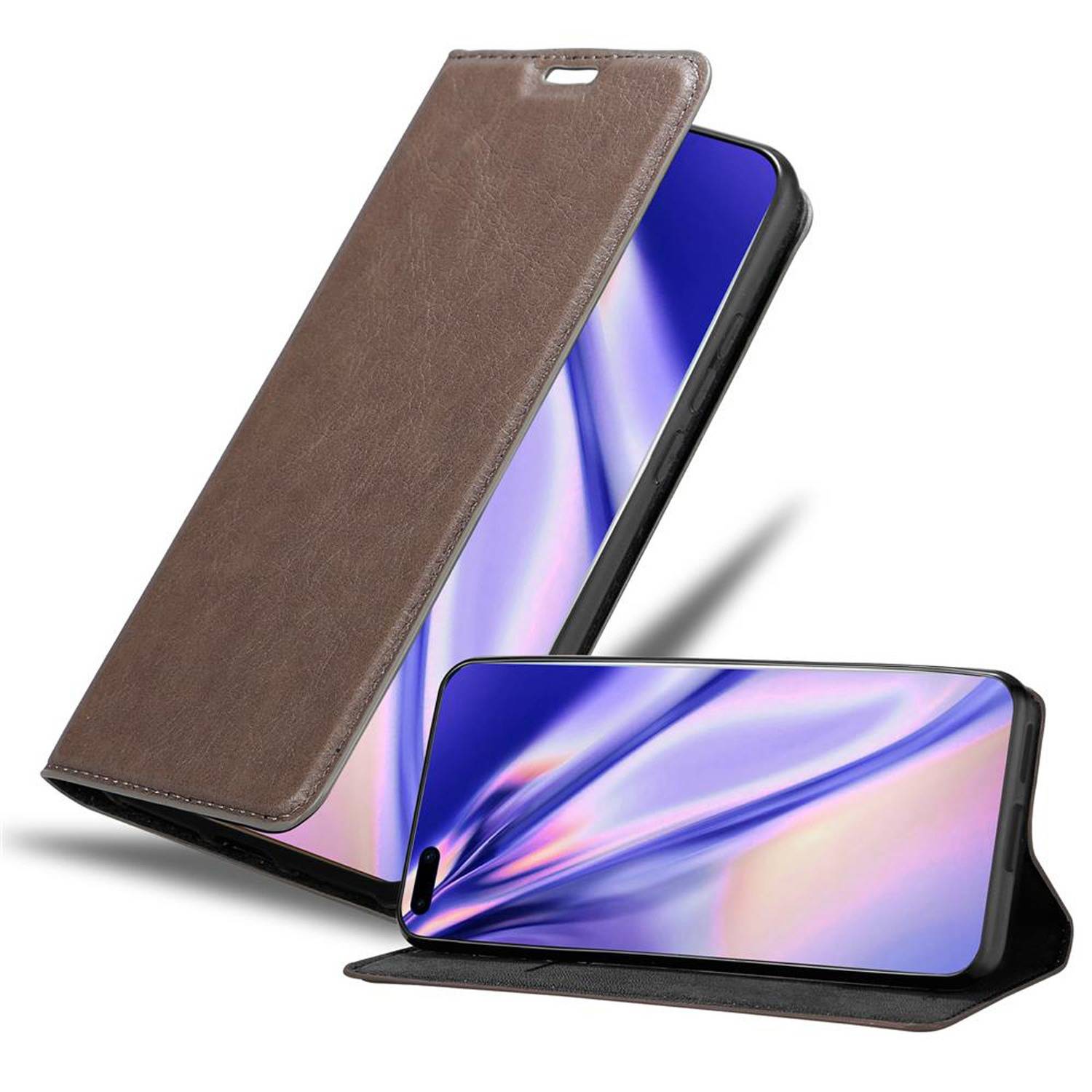 Cadorabo Hülle für Huawei P40 PRO / P40 PRO+ Schutz Hülle in Braun Handyhülle Etui Case Cover Magnetverschluss