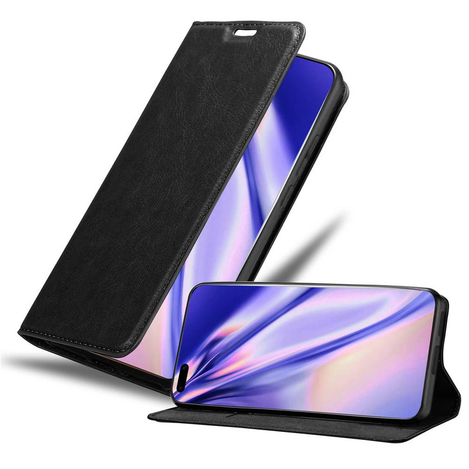 Cadorabo Hülle für Huawei P40 PRO / P40 PRO+ Schutz Hülle in Schwarz Handyhülle Etui Case Cover Magnetverschluss