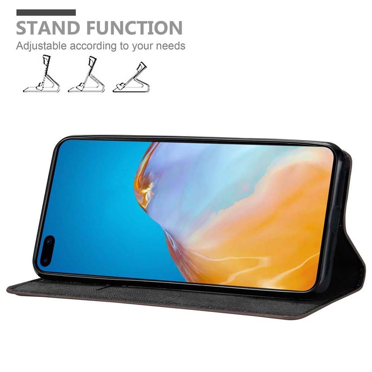 Cadorabo Hülle für Huawei P40 Schutz Hülle in Braun Handyhülle Etui Case Cover Magnetverschluss