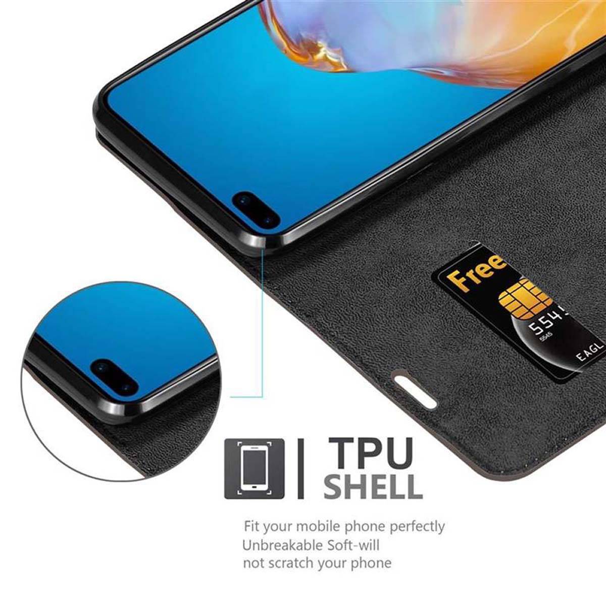 Cadorabo Hülle für Huawei P40 Schutz Hülle in Braun Handyhülle Etui Case Cover Magnetverschluss