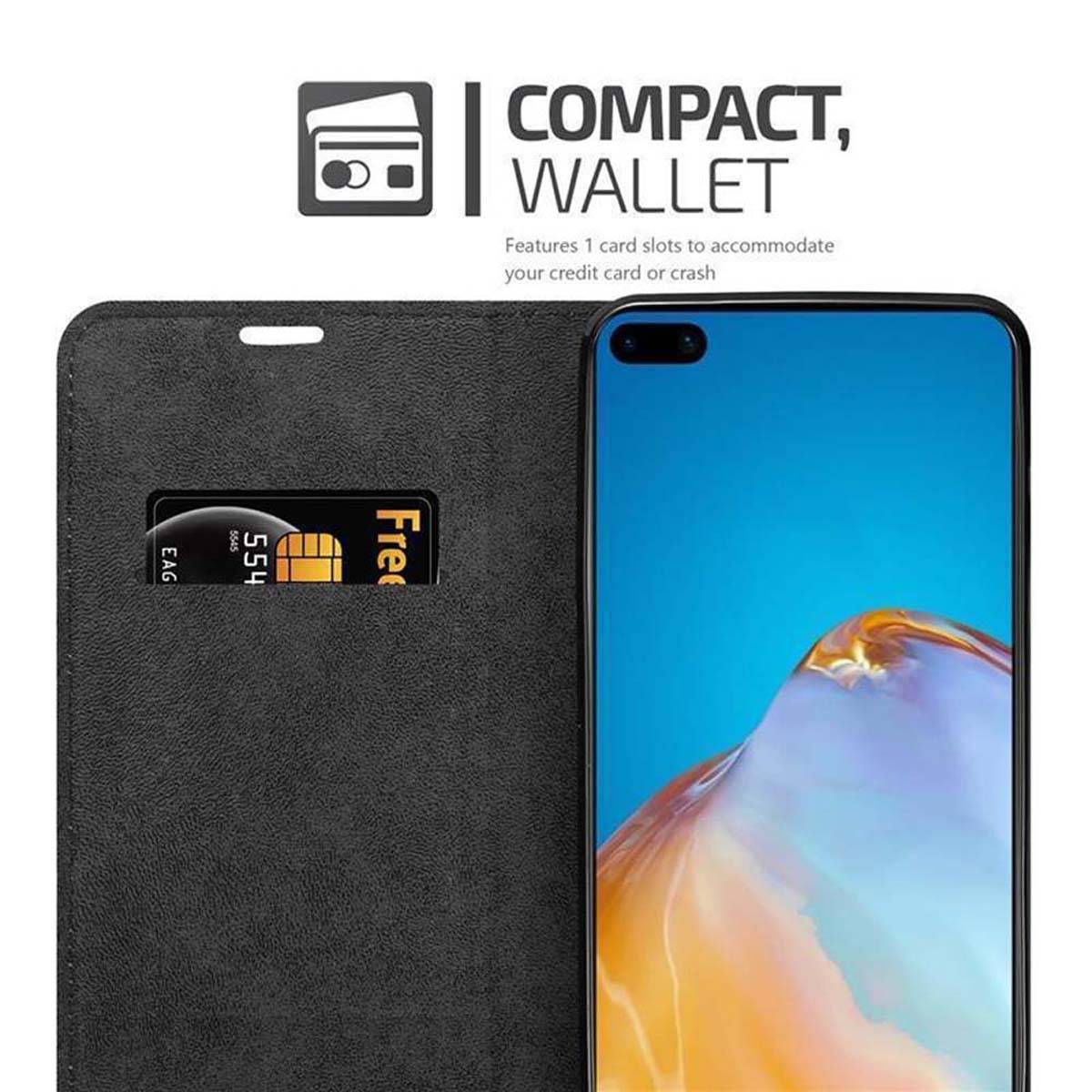 Cadorabo Hülle für Huawei P40 Schutz Hülle in Schwarz Handyhülle Etui Case Cover Magnetverschluss