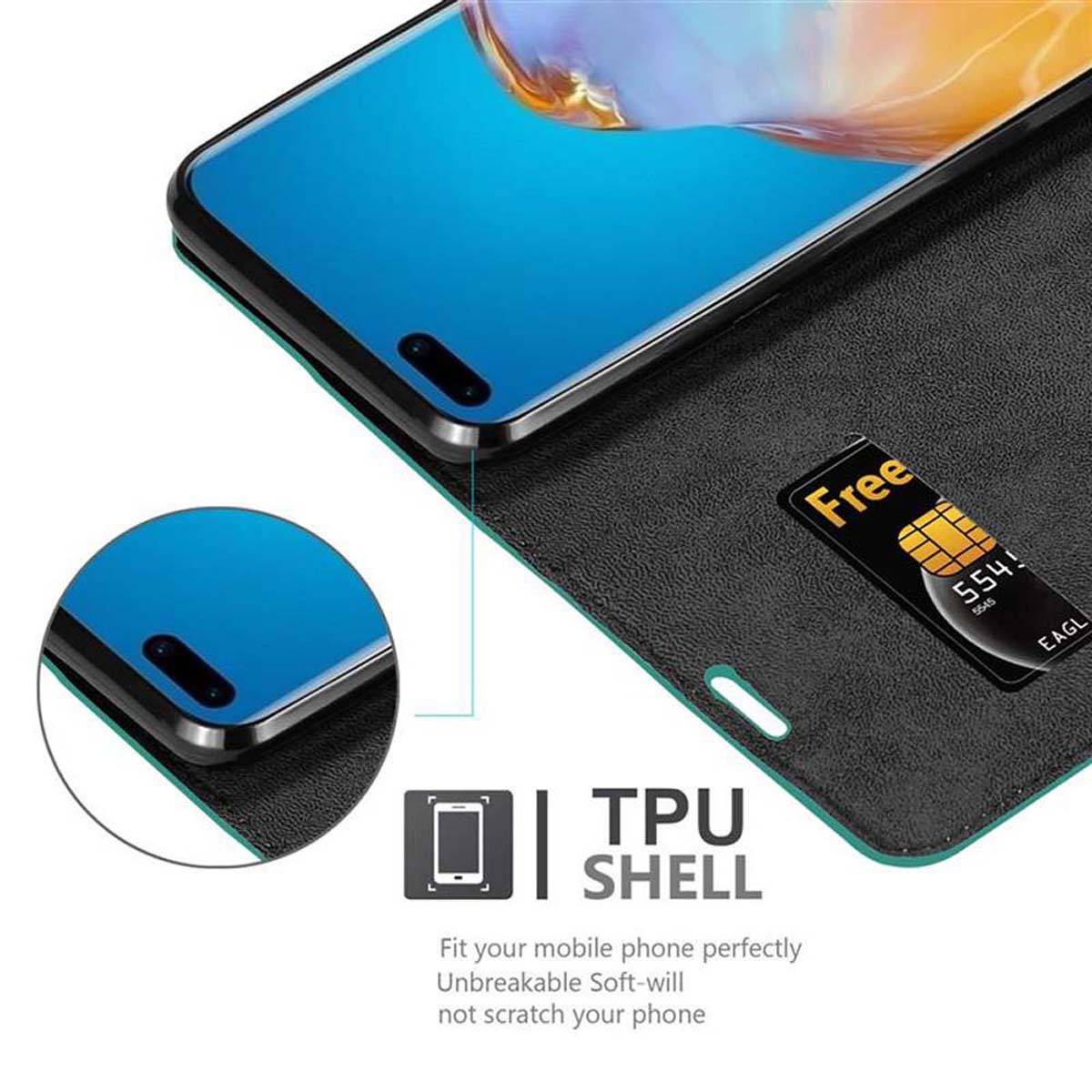 Cadorabo Hülle für Huawei P40 PRO / P40 PRO+ Schutz Hülle in Türkis Handyhülle Etui Case Cover Magnetverschluss