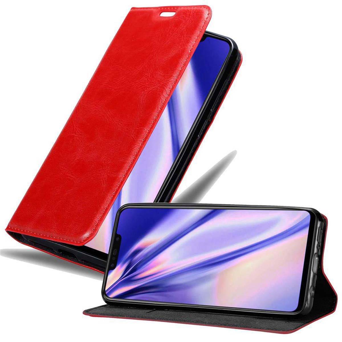 Cadorabo Hülle für Huawei P SMART PLUS 2019 Schutz Hülle in Rot Handyhülle Etui Case Cover Magnetverschluss