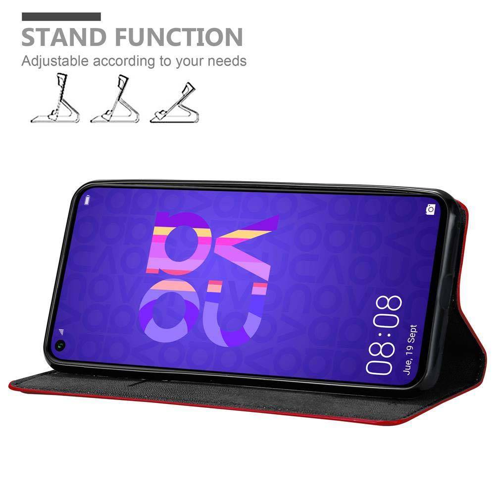 Cadorabo Hülle für Honor 20 / 20S / Huawei NOVA 5T Schutz Hülle in Rot Handyhülle Etui Case Cover Magnetverschluss