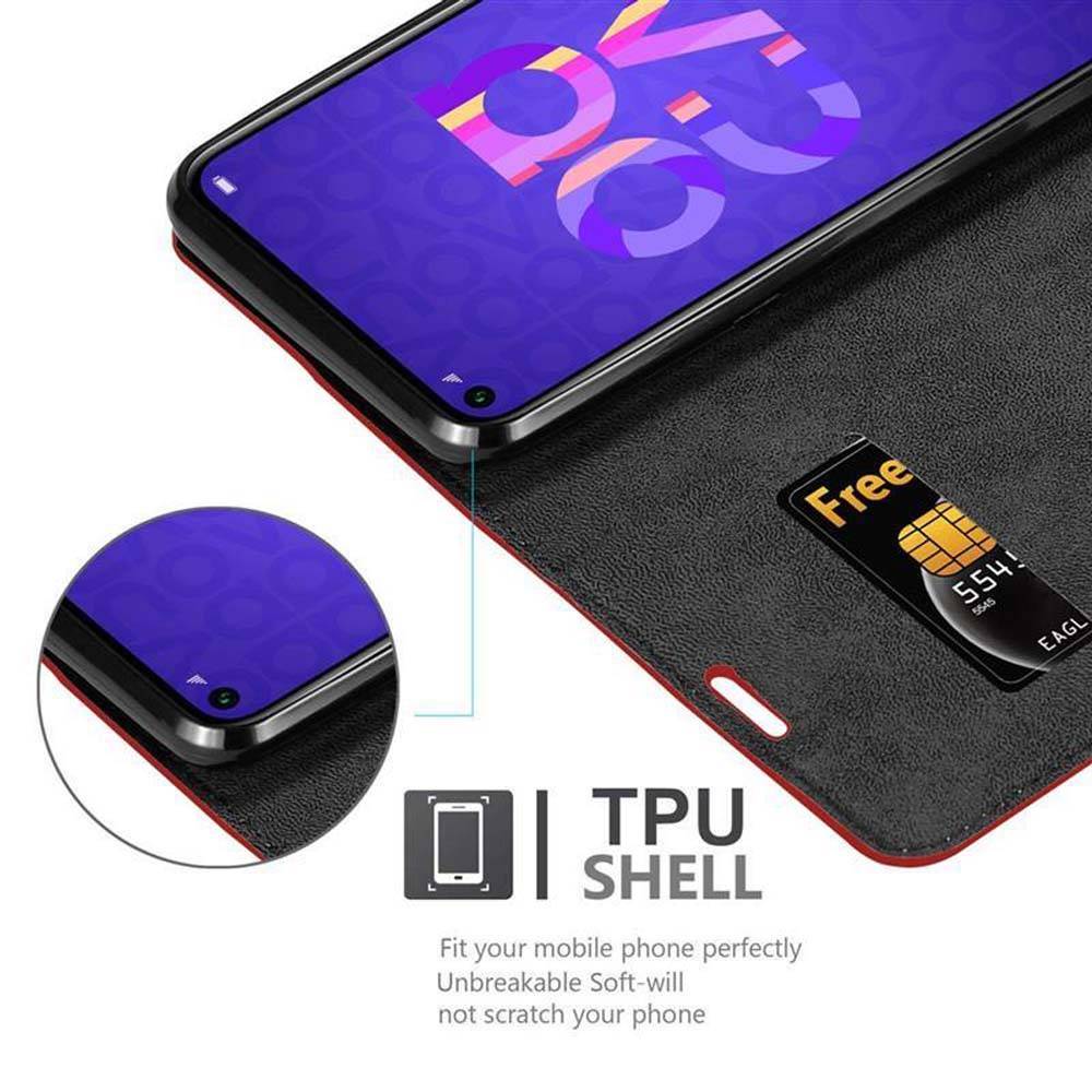 Cadorabo Hülle für Honor 20 / 20S / Huawei NOVA 5T Schutz Hülle in Rot Handyhülle Etui Case Cover Magnetverschluss