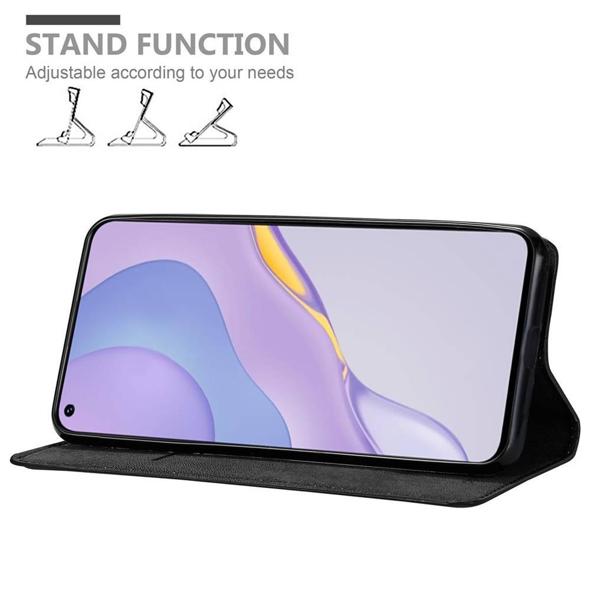 Cadorabo Hülle für Huawei NOVA 7 5G Schutz Hülle in Schwarz Handyhülle Etui Case Cover Magnetverschluss