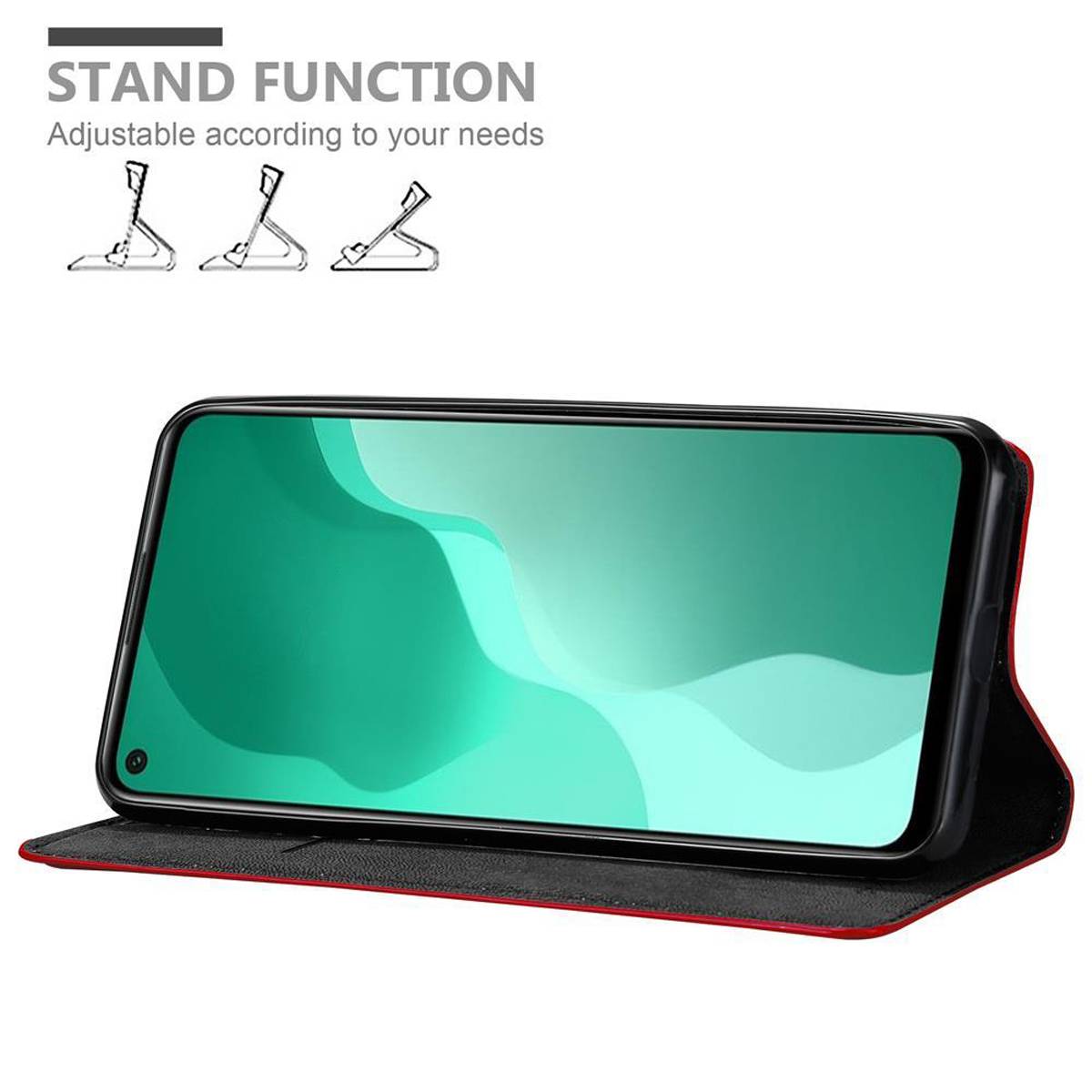 Cadorabo Hülle für Huawei NOVA 7 SE Schutz Hülle in Rot Handyhülle Etui Case Cover Magnetverschluss