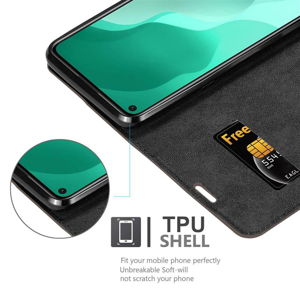Cadorabo Hülle für Huawei NOVA 7 SE Schutz Hülle in Braun Handyhülle Etui Case Cover Magnetverschluss