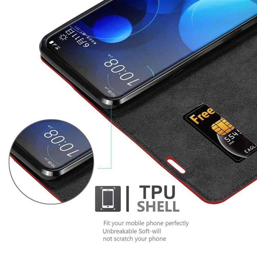 Cadorabo Hülle für HTC Desire 19 PLUS Schutz Hülle in Rot Handyhülle Etui Case Cover Magnetverschluss