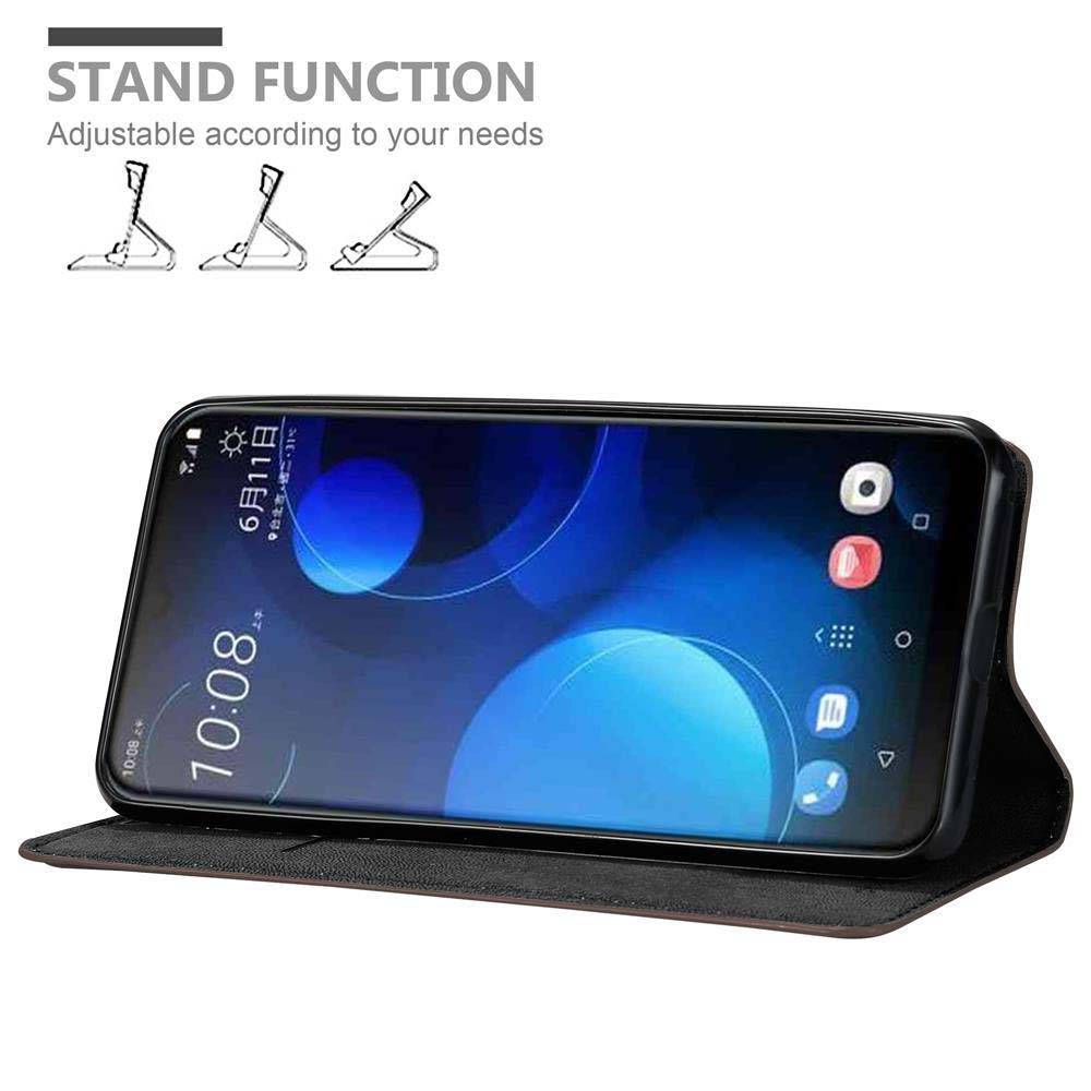 Cadorabo Hülle für HTC Desire 19 PLUS Schutz Hülle in Braun Handyhülle Etui Case Cover Magnetverschluss