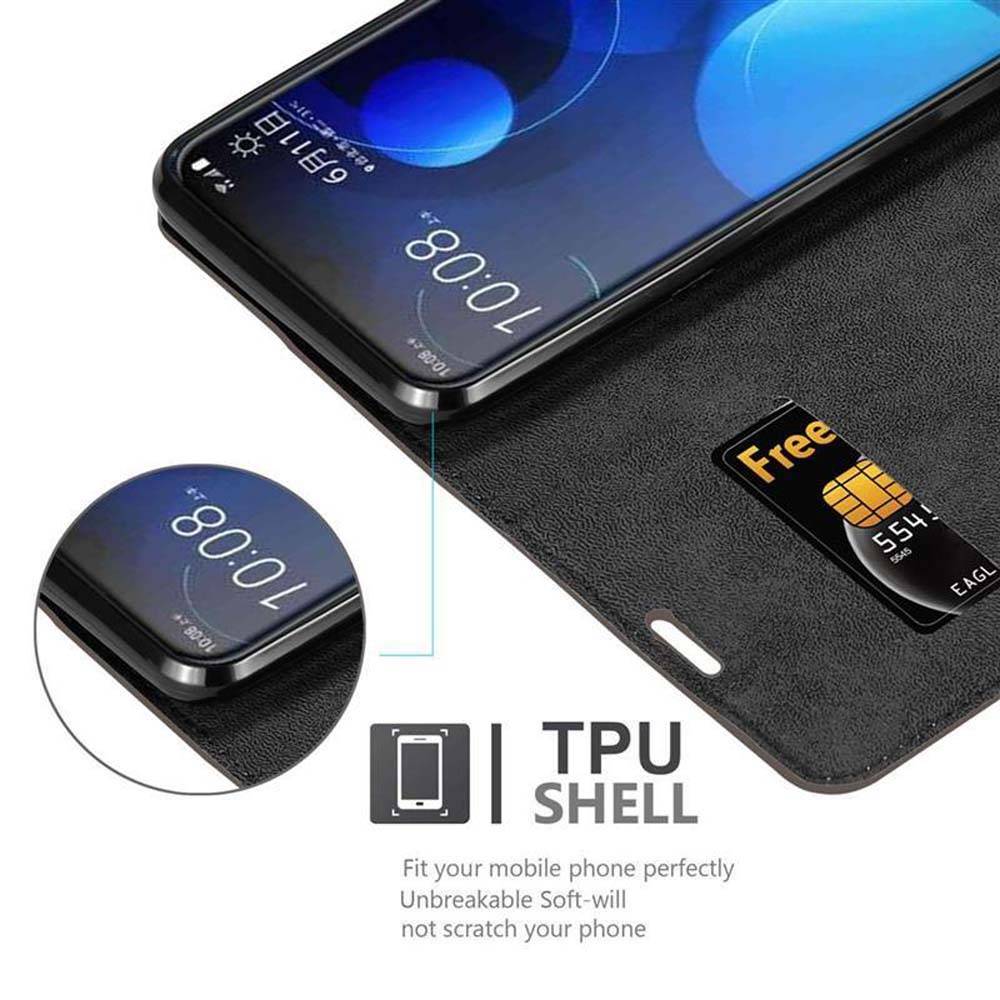 Cadorabo Hülle für HTC Desire 19 PLUS Schutz Hülle in Braun Handyhülle Etui Case Cover Magnetverschluss