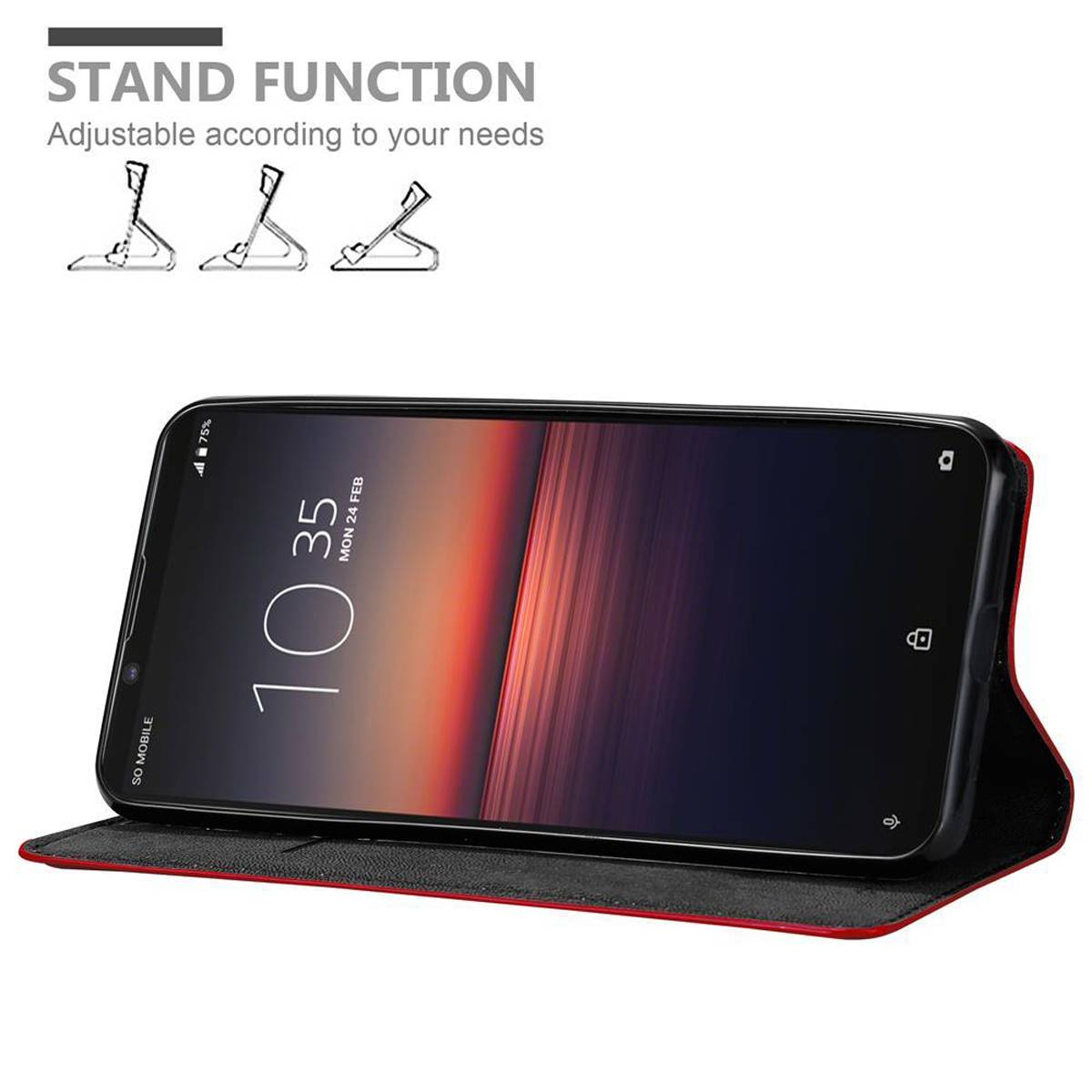 Cadorabo Hülle für Sony Xperia 1 II Schutz Hülle in Rot Handyhülle Etui Case Cover Magnetverschluss