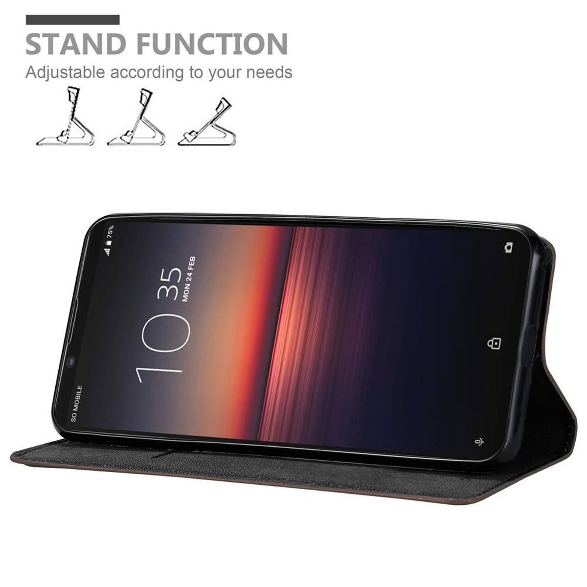 Cadorabo Hülle für Sony Xperia 1 II Schutz Hülle in Braun Handyhülle Etui Case Cover Magnetverschluss
