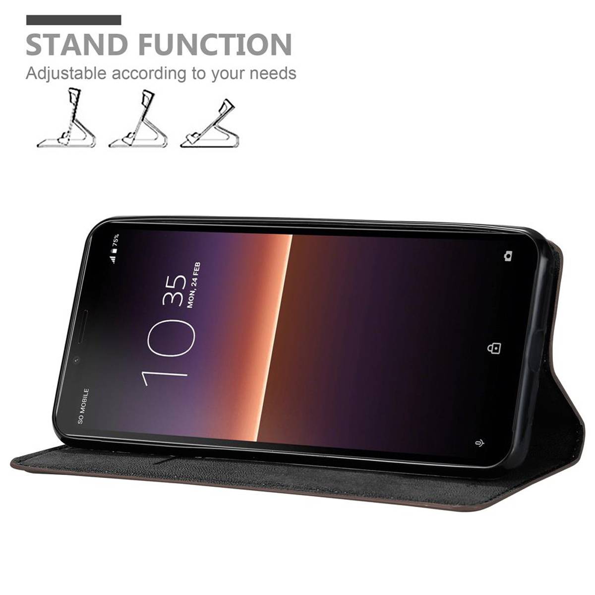 Cadorabo Hülle für Sony Xperia 10 II Schutz Hülle in Braun Handyhülle Etui Case Cover Magnetverschluss