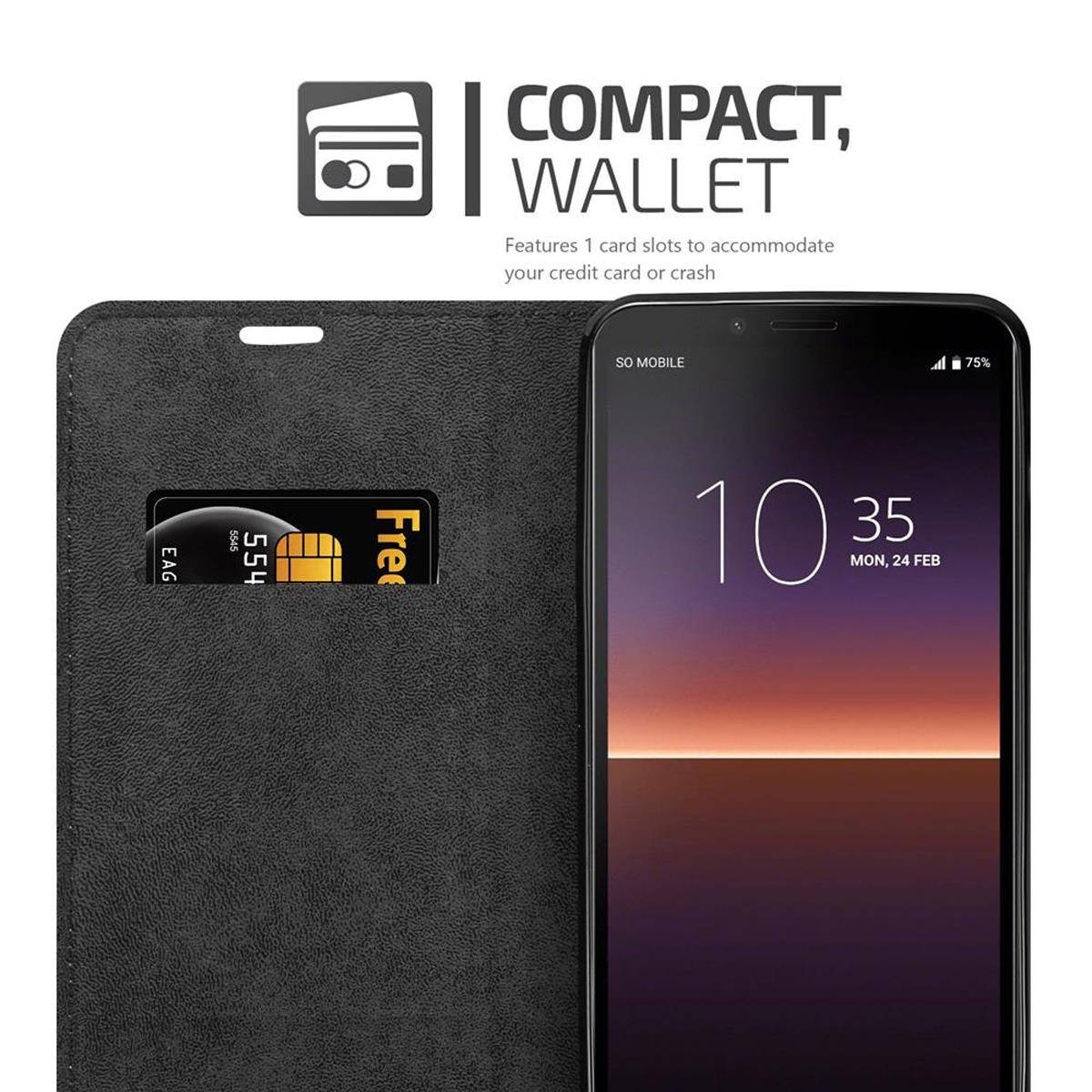 Cadorabo Hülle für Sony Xperia 10 II Schutz Hülle in Braun Handyhülle Etui Case Cover Magnetverschluss