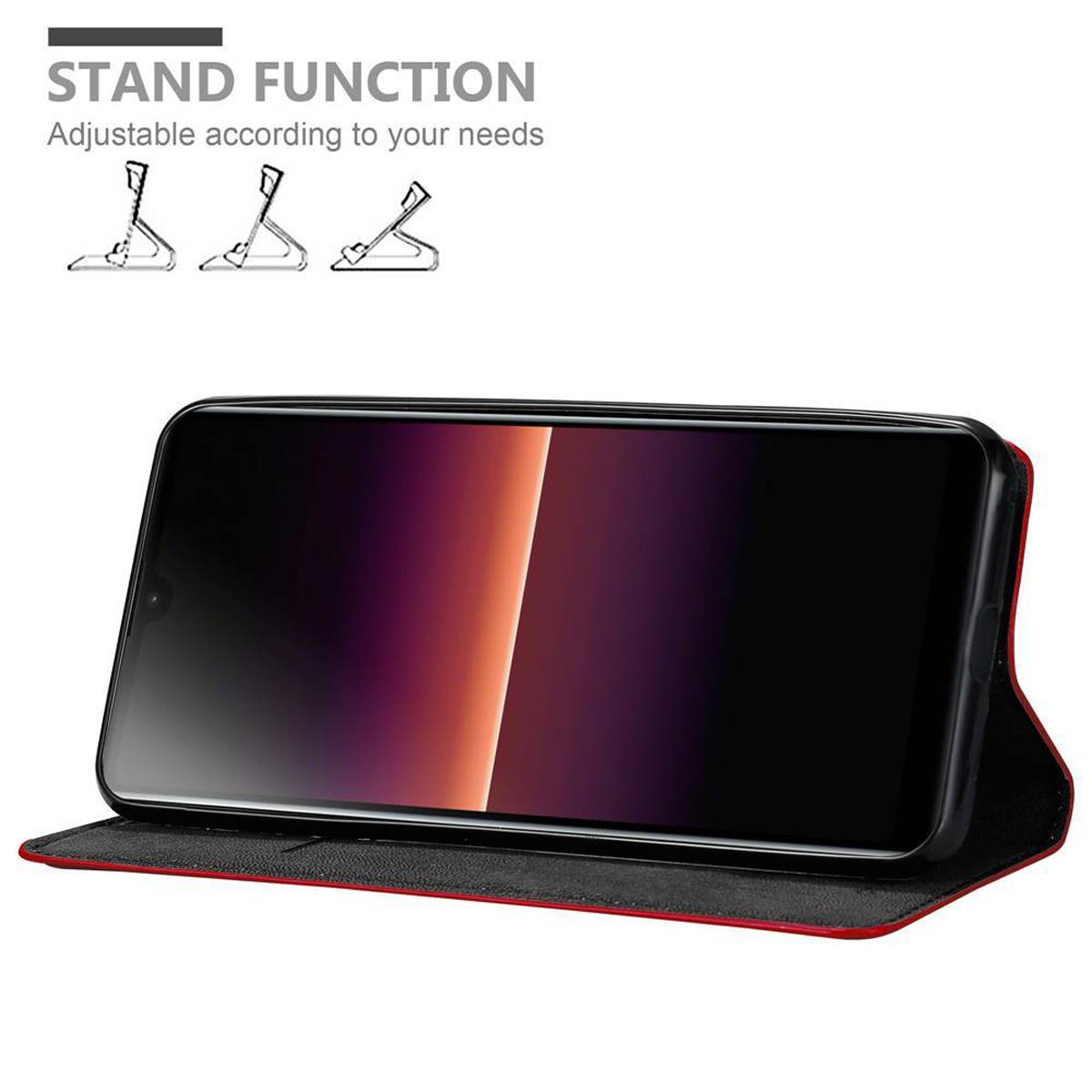 Cadorabo Hülle für Sony Xperia L4 Schutz Hülle in Rot Handyhülle Etui Case Cover Magnetverschluss