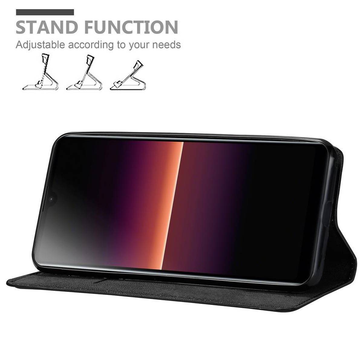 Cadorabo Hülle für Sony Xperia L4 Schutz Hülle in Schwarz Handyhülle Etui Case Cover Magnetverschluss