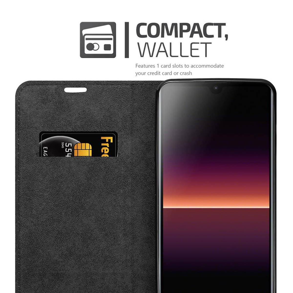 Cadorabo Hülle für Sony Xperia L4 Schutz Hülle in Schwarz Handyhülle Etui Case Cover Magnetverschluss