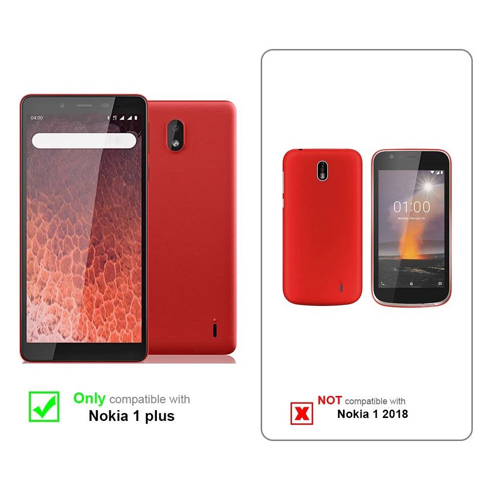 Cadorabo Hülle für Nokia 1 PLUS Schutz Hülle in Rot Handyhülle Etui Case Cover Magnetverschluss
