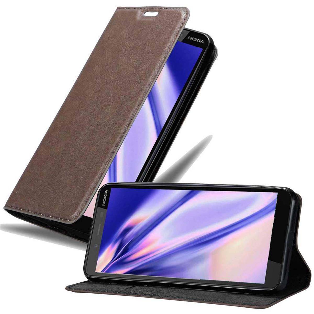 Cadorabo Hülle für Nokia 1 PLUS Schutz Hülle in Braun Handyhülle Etui Case Cover Magnetverschluss