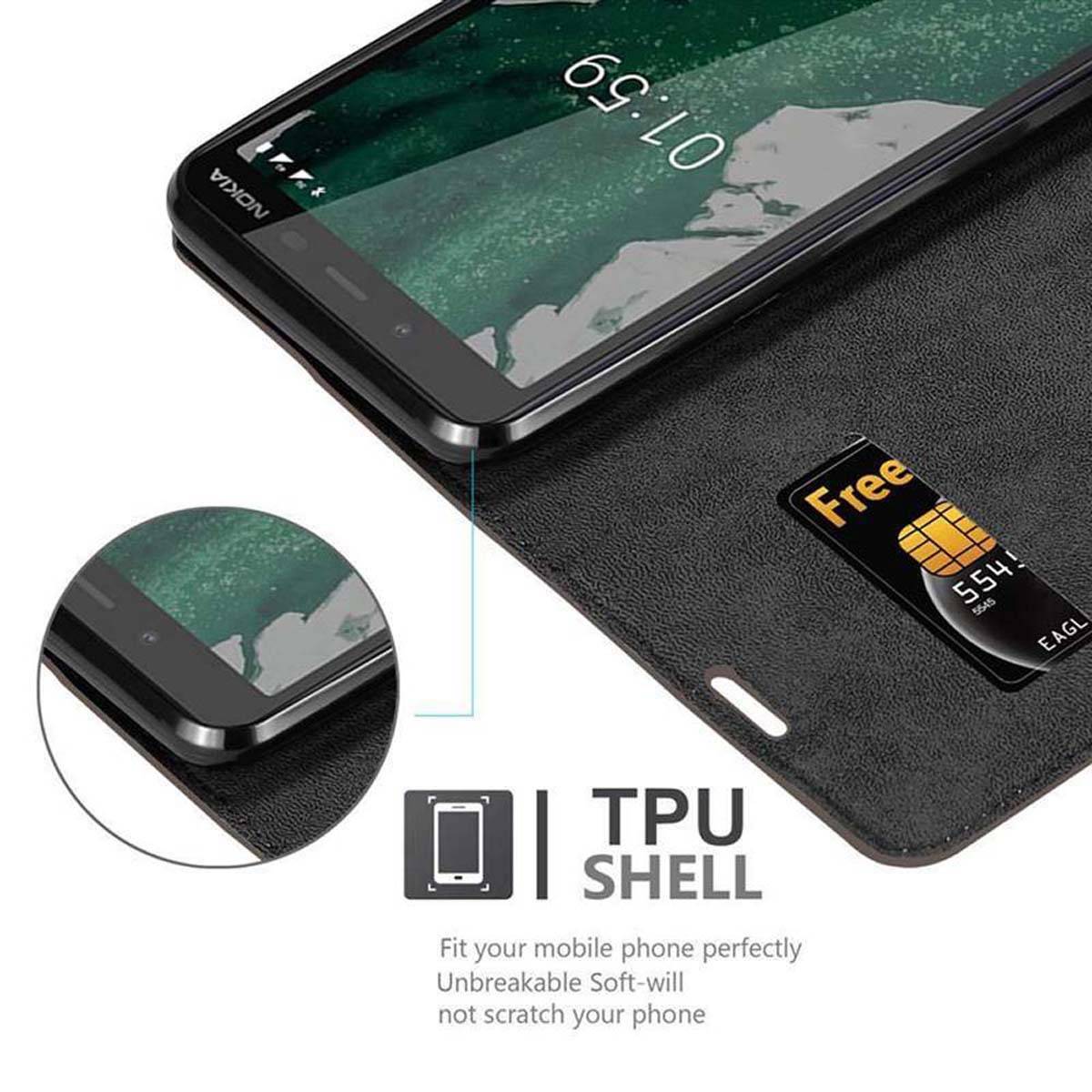 Cadorabo Hülle für Nokia 1 PLUS Schutz Hülle in Braun Handyhülle Etui Case Cover Magnetverschluss