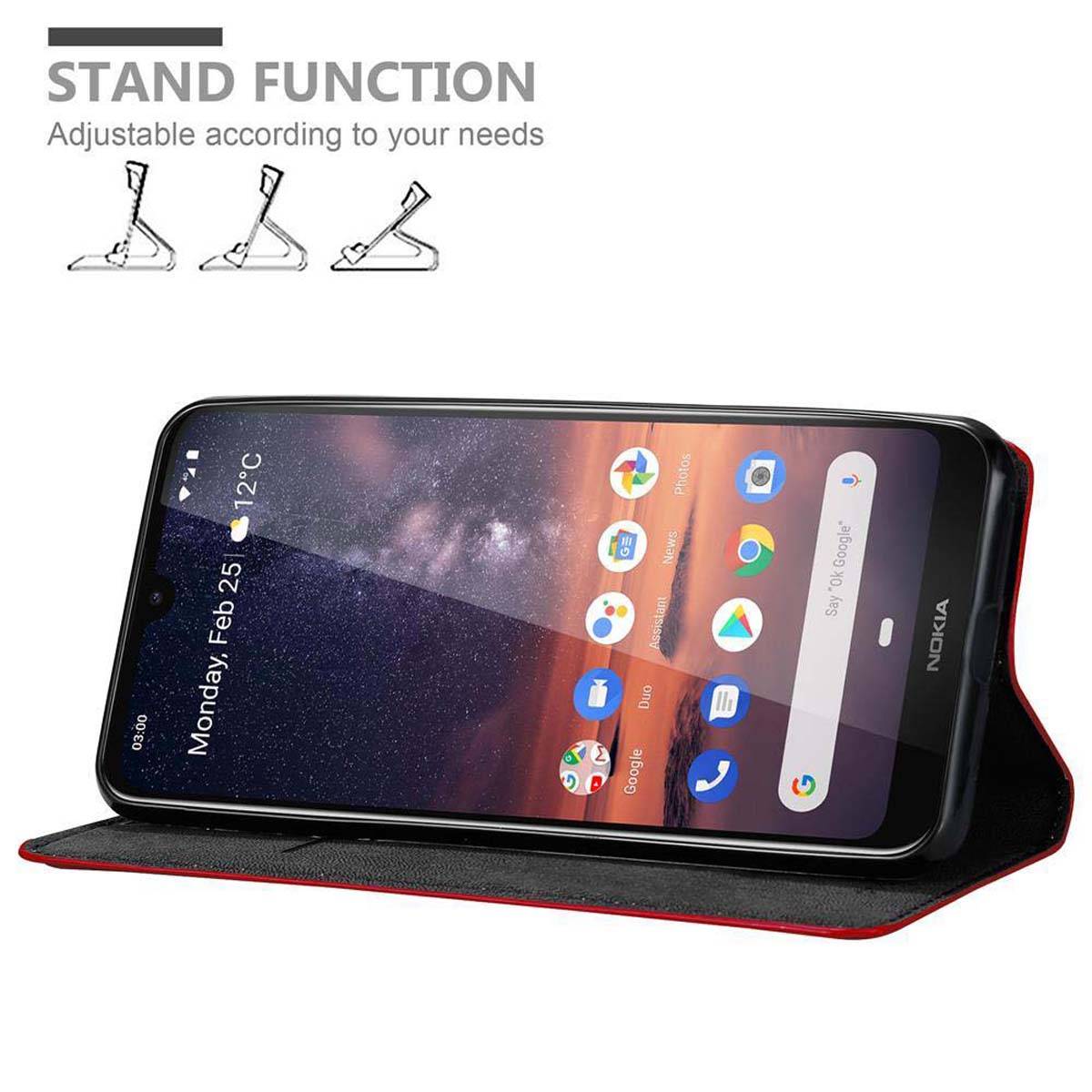 Cadorabo Hülle für Nokia 3.2 Schutz Hülle in Rot Handyhülle Etui Case Cover Magnetverschluss