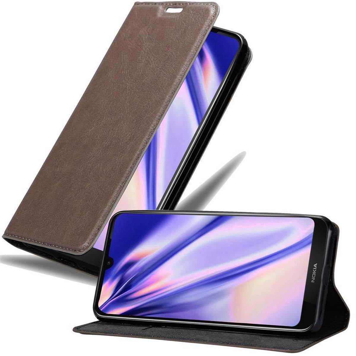 Cadorabo Hülle für Nokia 3.2 Schutz Hülle in Braun Handyhülle Etui Case Cover Magnetverschluss