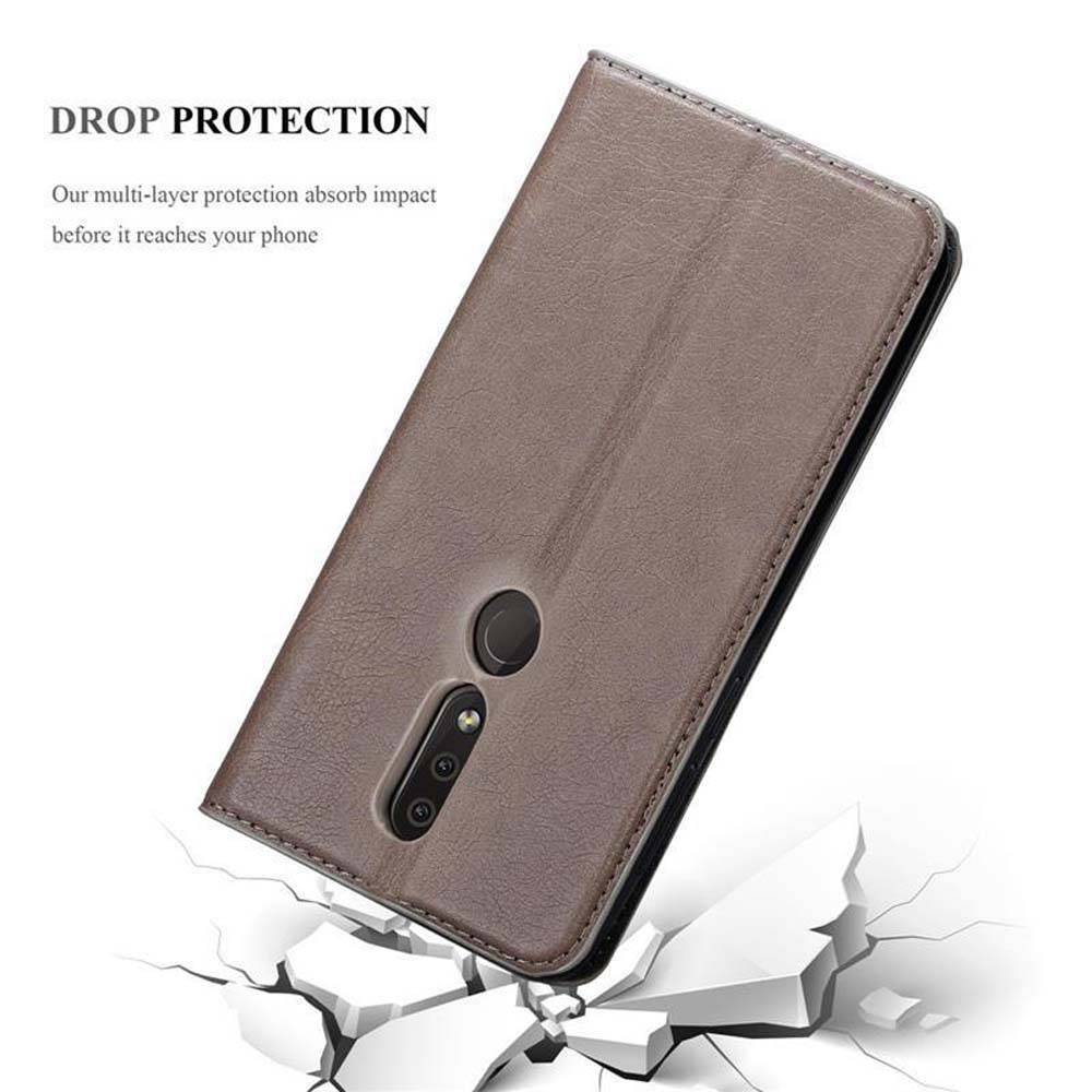 Cadorabo Hülle für Nokia 4.2 Schutz Hülle in Braun Handyhülle Etui Case Cover Magnetverschluss