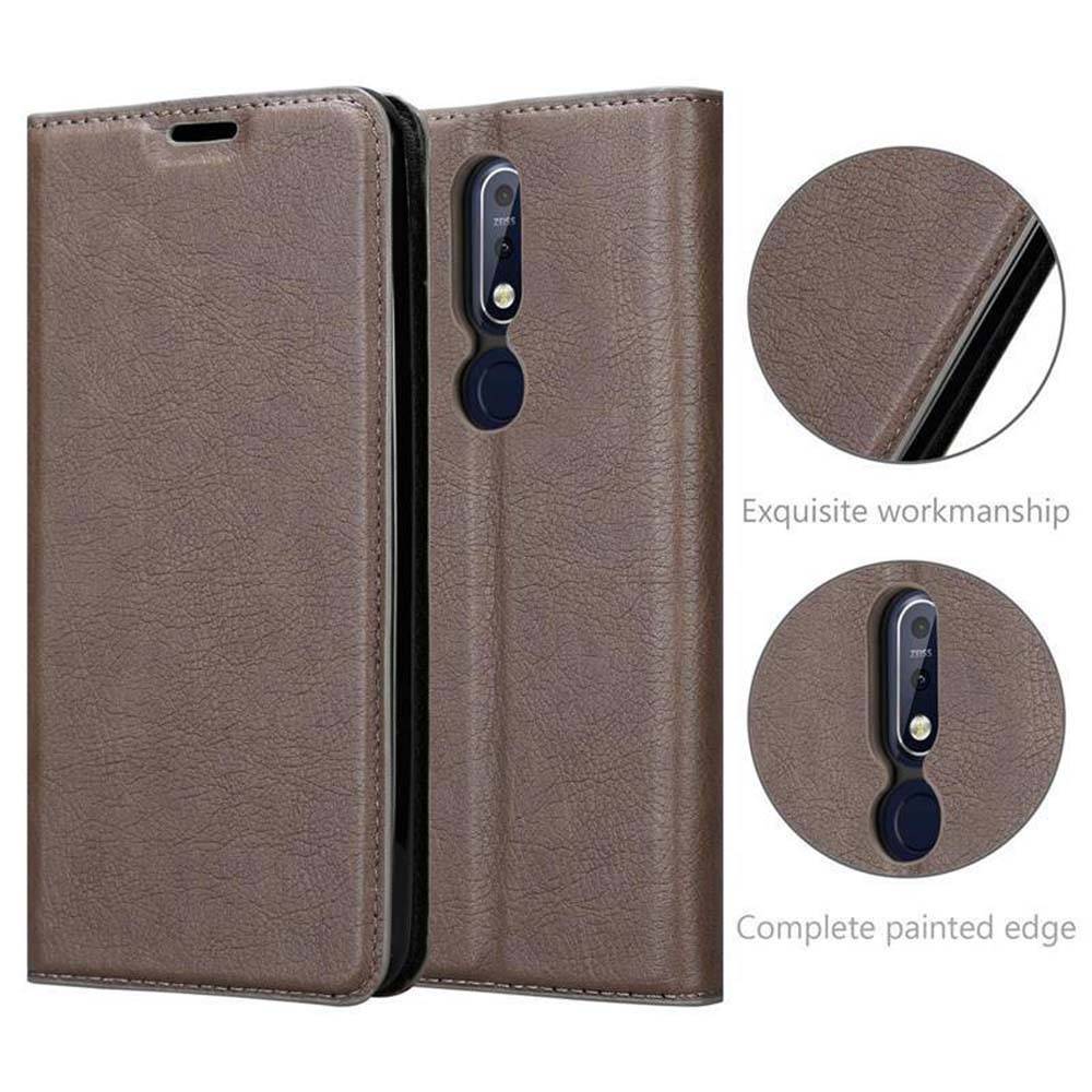 Cadorabo Hülle für Nokia 7.1 Schutz Hülle in Braun Handyhülle Etui Case Cover Magnetverschluss