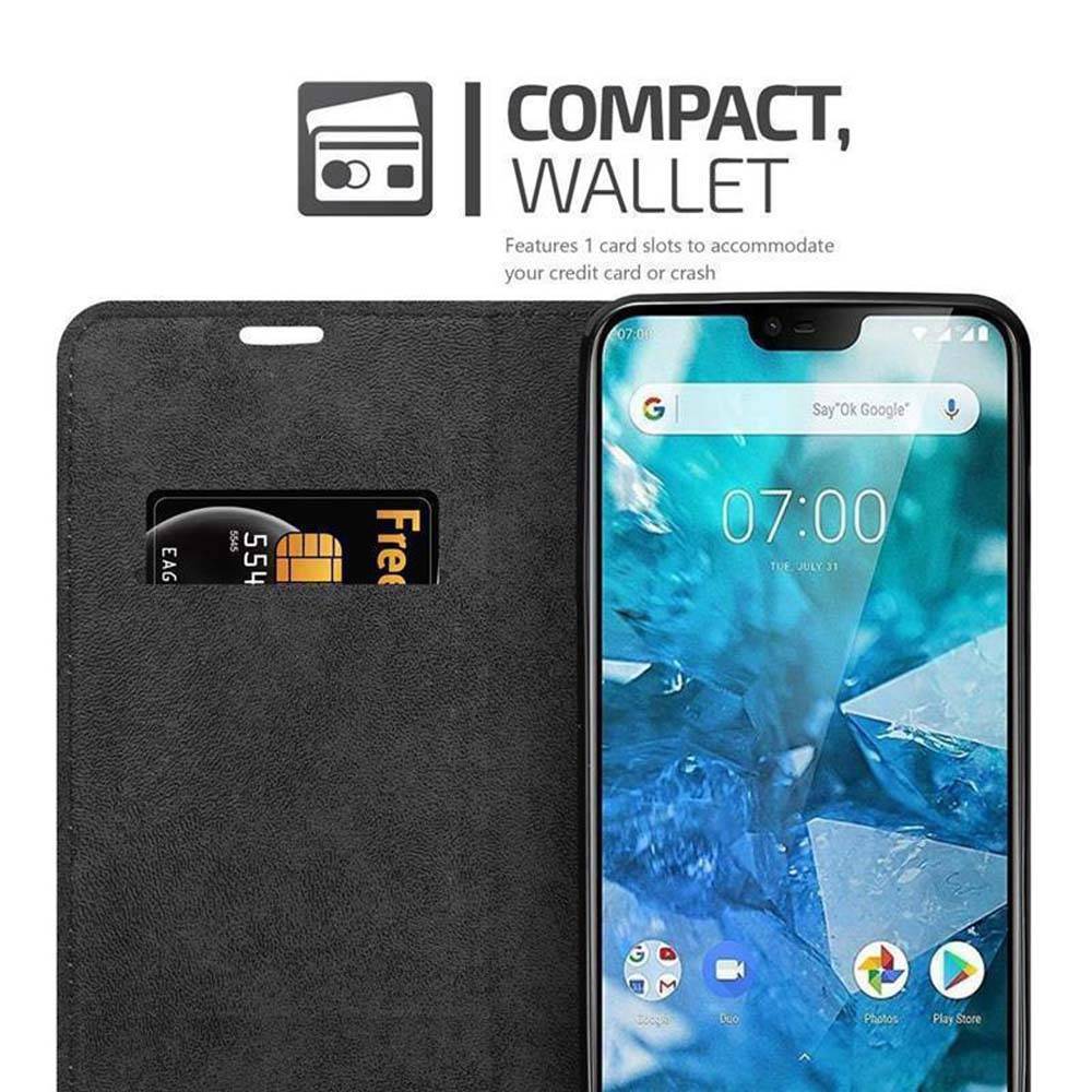 Cadorabo Hülle für Nokia 7.1 Schutz Hülle in Braun Handyhülle Etui Case Cover Magnetverschluss