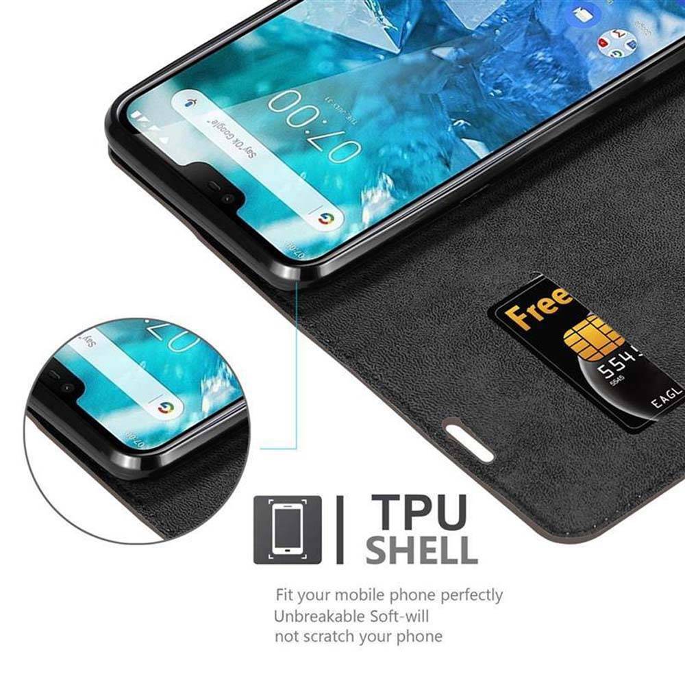 Cadorabo Hülle für Nokia 7.1 Schutz Hülle in Braun Handyhülle Etui Case Cover Magnetverschluss