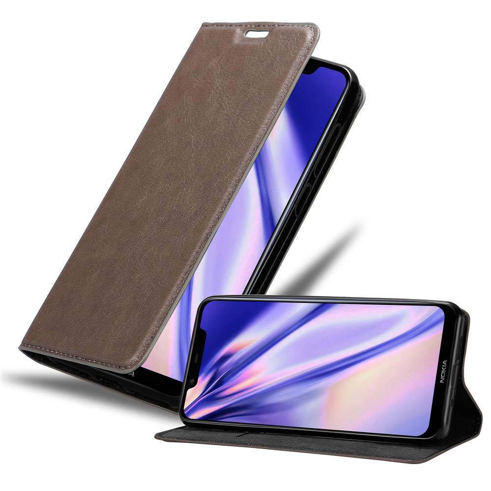 Cadorabo Hülle für Nokia 7.1 PLUS / X7 Schutz Hülle in Braun Handyhülle Etui Case Cover Magnetverschluss
