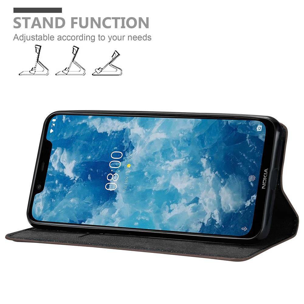 Cadorabo Hülle für Nokia 7.1 PLUS / X7 Schutz Hülle in Braun Handyhülle Etui Case Cover Magnetverschluss