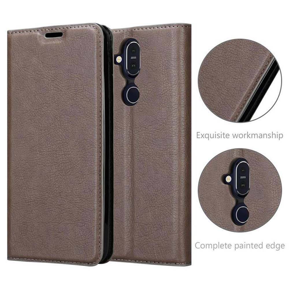Cadorabo Hülle für Nokia 7.1 PLUS / X7 Schutz Hülle in Braun Handyhülle Etui Case Cover Magnetverschluss
