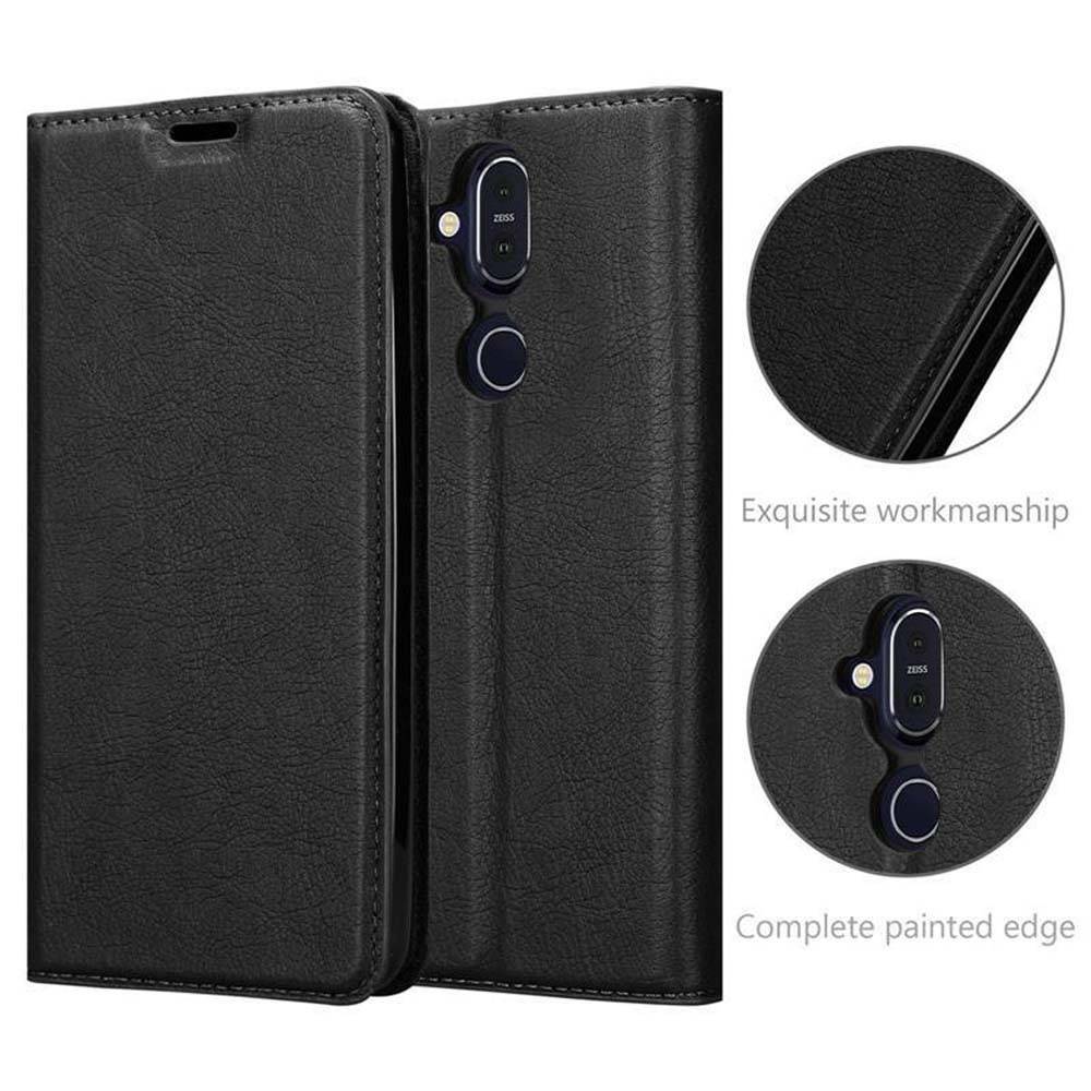 Cadorabo Hülle für Nokia 7.1 PLUS / X7 Schutz Hülle in Schwarz Handyhülle Etui Case Cover Magnetverschluss