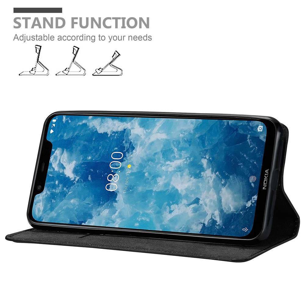 Cadorabo Hülle für Nokia 7.1 PLUS / X7 Schutz Hülle in Schwarz Handyhülle Etui Case Cover Magnetverschluss