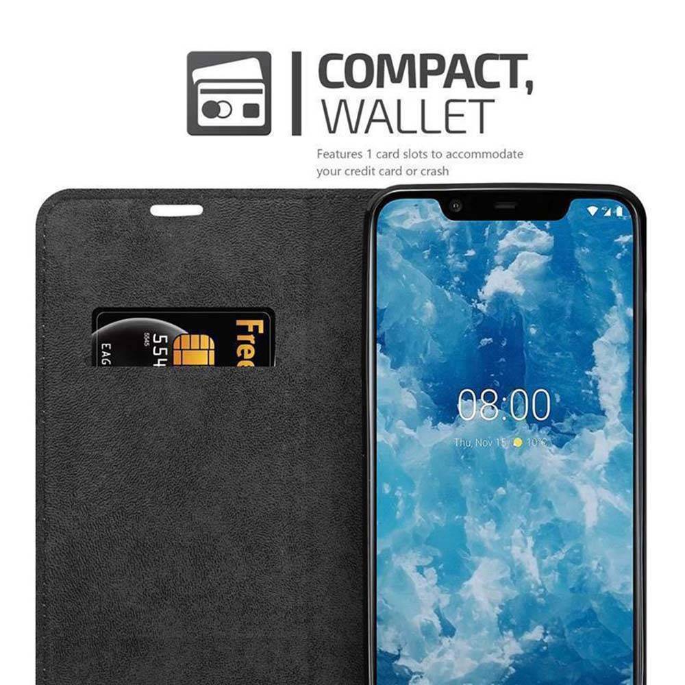 Cadorabo Hülle für Nokia 7.1 PLUS / X7 Schutz Hülle in Schwarz Handyhülle Etui Case Cover Magnetverschluss