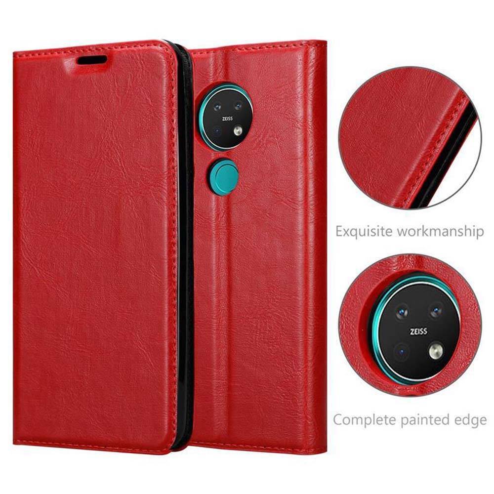 Cadorabo Hülle für Nokia 7.2 Schutz Hülle in Rot Handyhülle Etui Case Cover Magnetverschluss