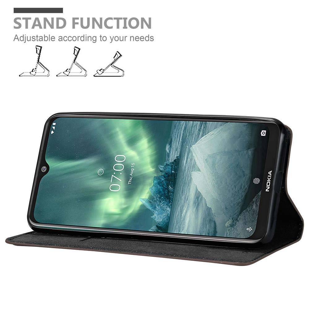 Cadorabo Hülle für Nokia 7.2 Schutz Hülle in Braun Handyhülle Etui Case Cover Magnetverschluss