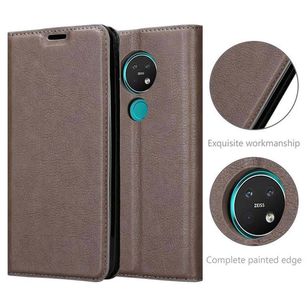 Cadorabo Hülle für Nokia 7.2 Schutz Hülle in Braun Handyhülle Etui Case Cover Magnetverschluss