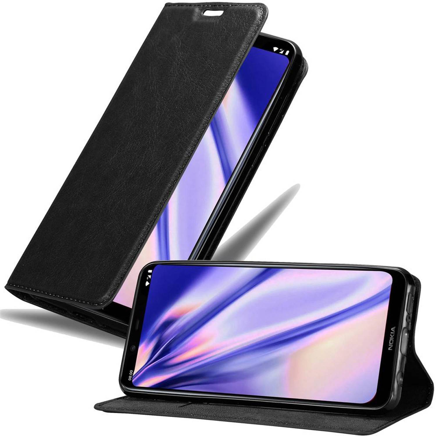 Cadorabo Hülle für Nokia 8.1 Schutz Hülle in Schwarz Handyhülle Etui Case Cover Magnetverschluss