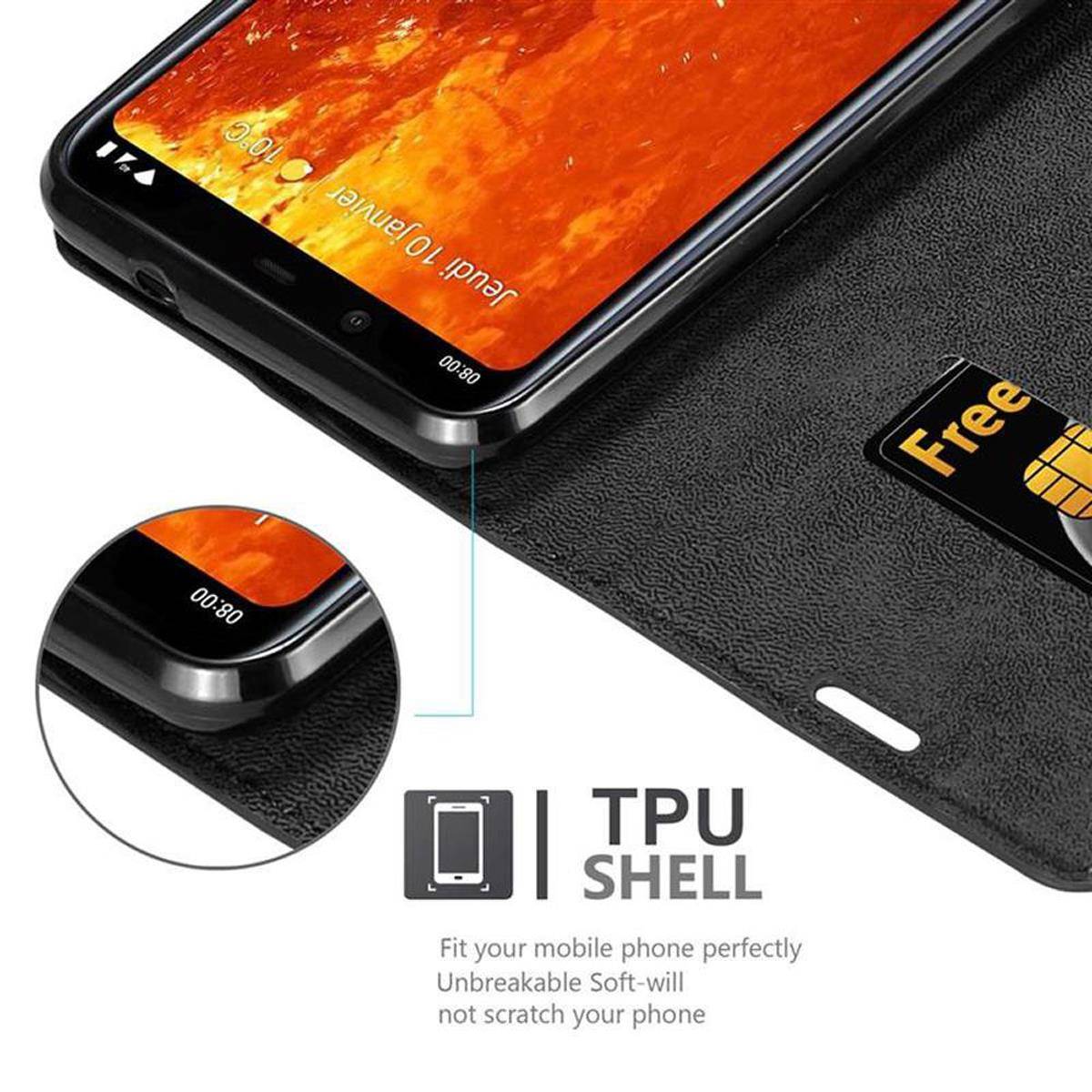 Cadorabo Hülle für Nokia 8.1 Schutz Hülle in Schwarz Handyhülle Etui Case Cover Magnetverschluss
