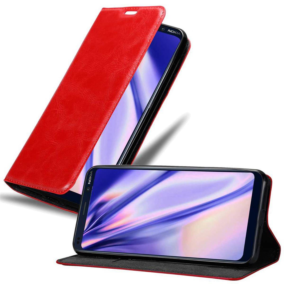 Cadorabo Hülle für Nokia 9 PureView Schutz Hülle in Rot Handyhülle Etui Case Cover Magnetverschluss
