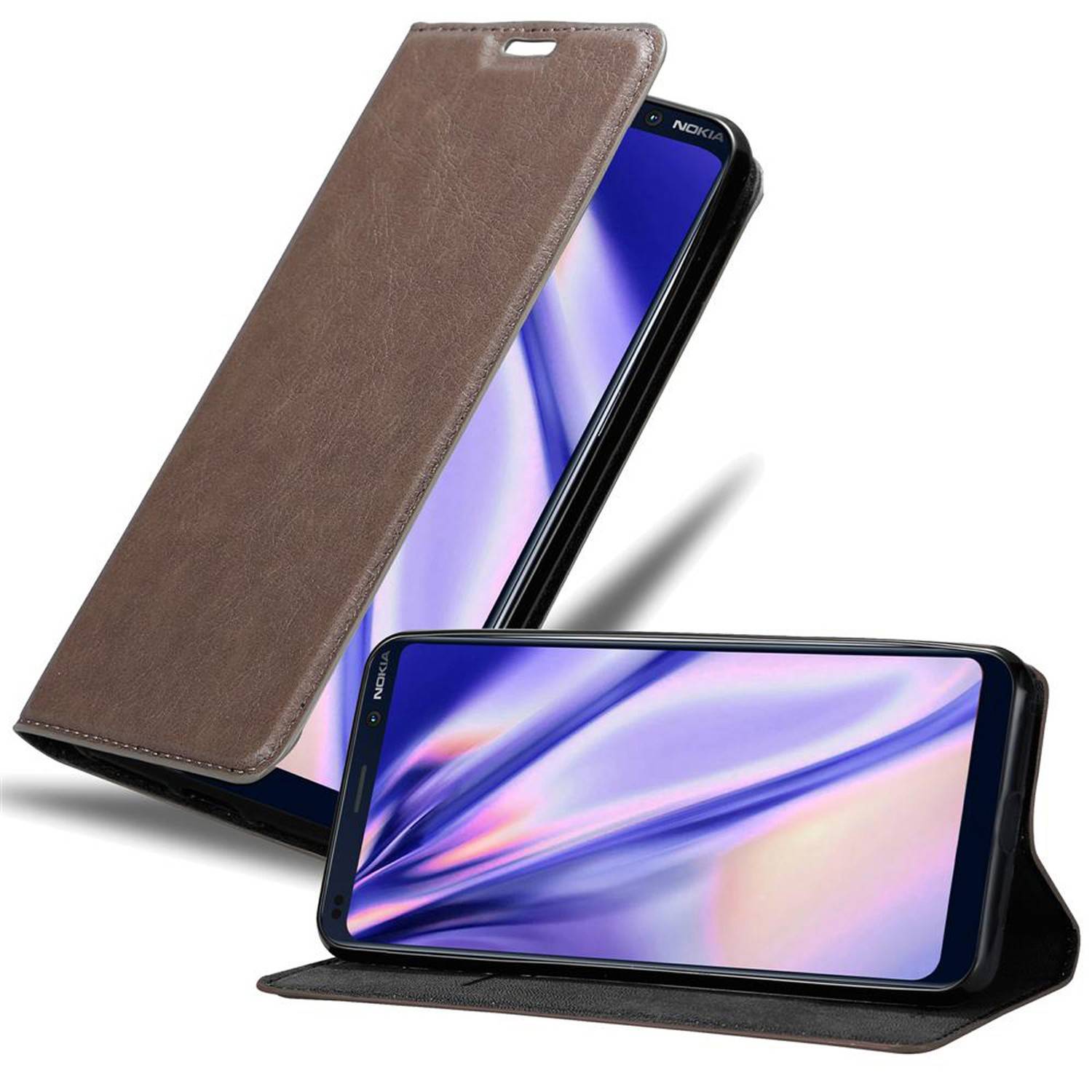 Cadorabo Hülle für Nokia 9 PureView Schutz Hülle in Braun Handyhülle Etui Case Cover Magnetverschluss