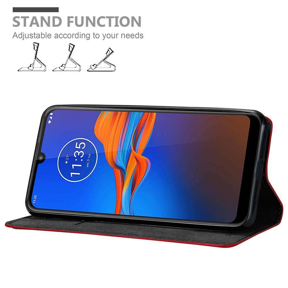 Cadorabo Hülle für Motorola MOTO E6 PLUS Schutz Hülle in Rot Handyhülle Etui Case Cover Magnetverschluss