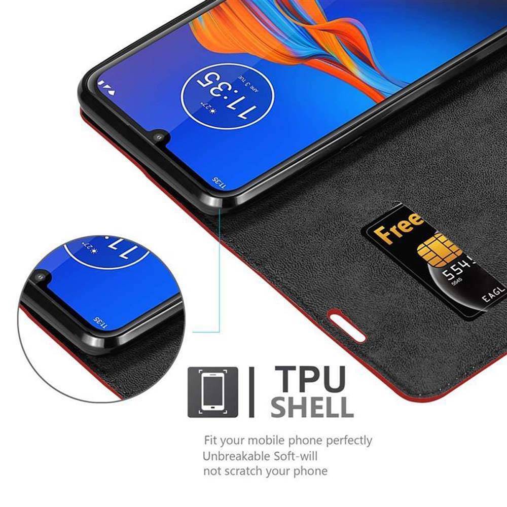 Cadorabo Hülle für Motorola MOTO E6 PLUS Schutz Hülle in Rot Handyhülle Etui Case Cover Magnetverschluss