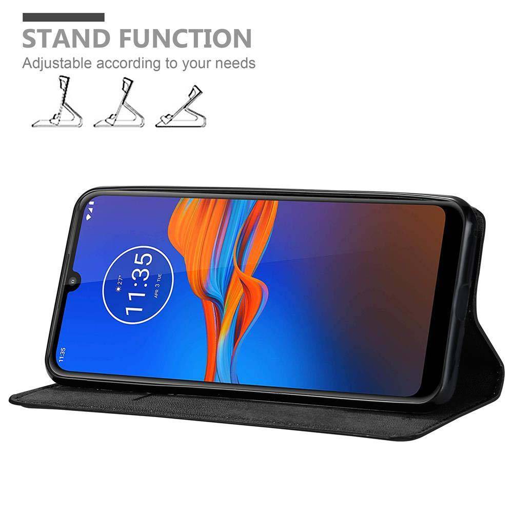Cadorabo Hülle für Motorola MOTO E6 PLUS Schutz Hülle in Schwarz Handyhülle Etui Case Cover Magnetverschluss