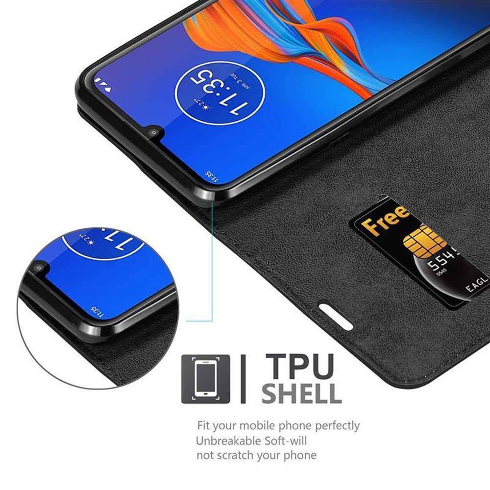 Cadorabo Hülle für Motorola MOTO E6 PLUS Schutz Hülle in Schwarz Handyhülle Etui Case Cover Magnetverschluss