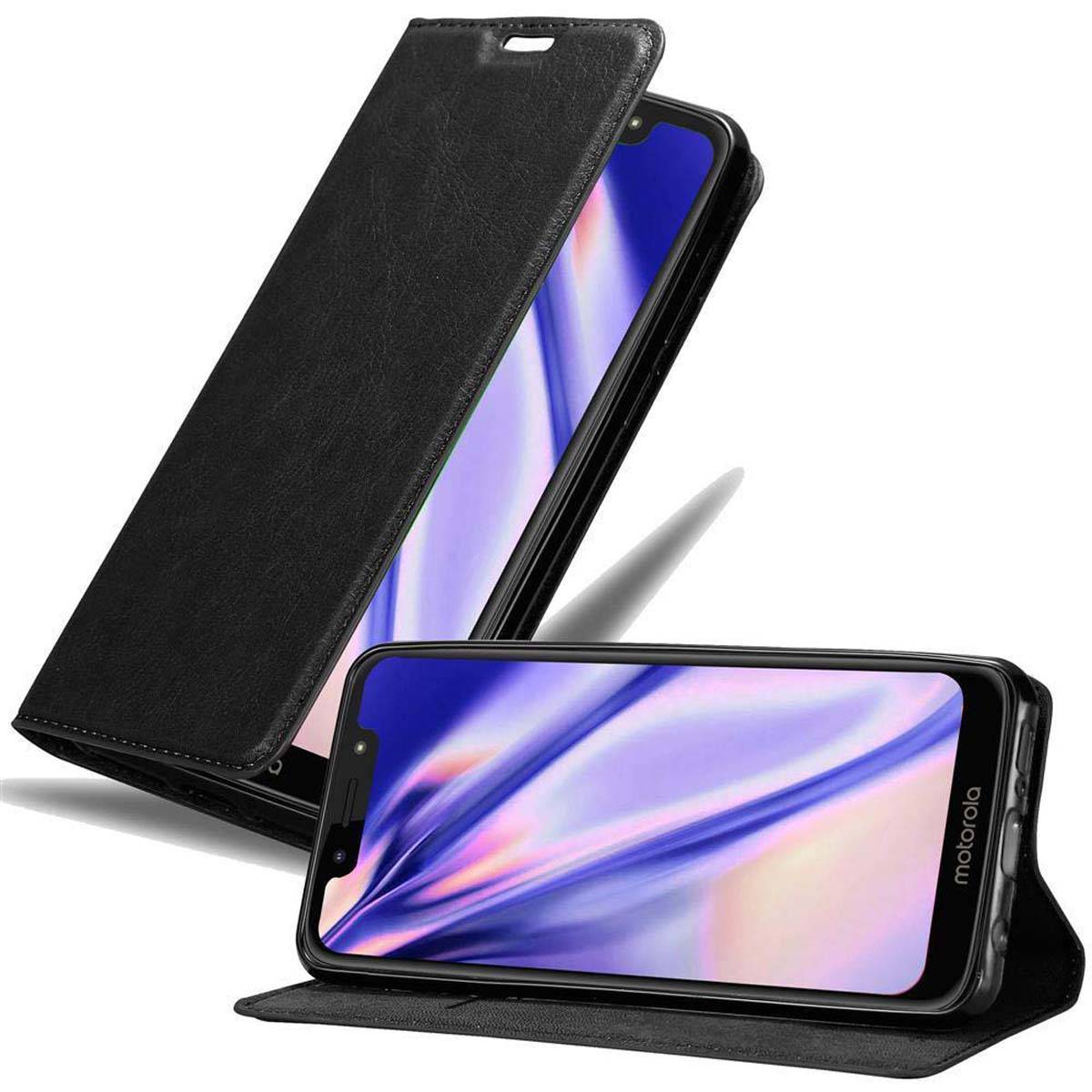 Cadorabo Hülle für Motorola MOTO G7 PLAY Schutz Hülle in Schwarz Handyhülle Etui Case Cover Magnetverschluss